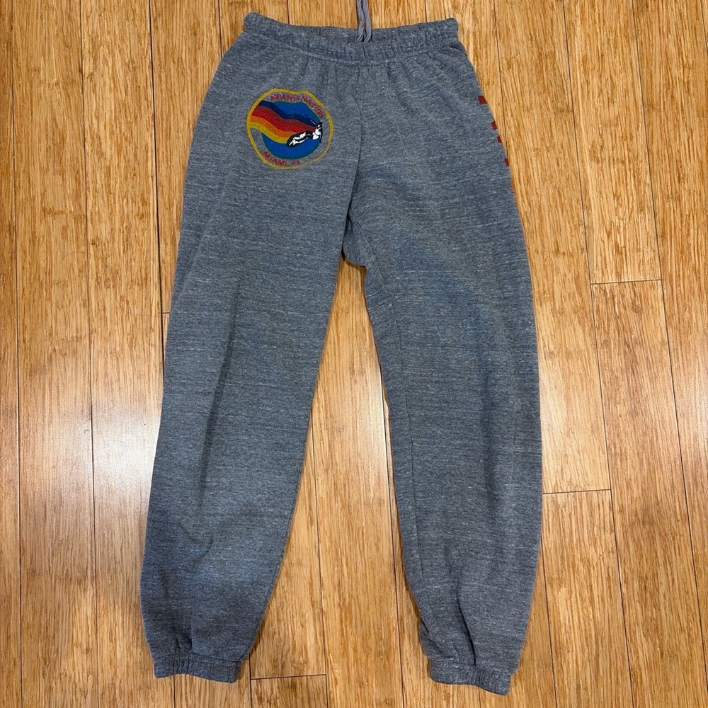 Aviator Nation Gray Sweatpants with Rainbow Patch